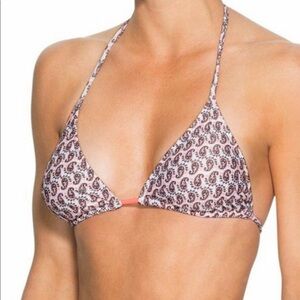 Athleta paisley bikini top in coral brown and white. Size L